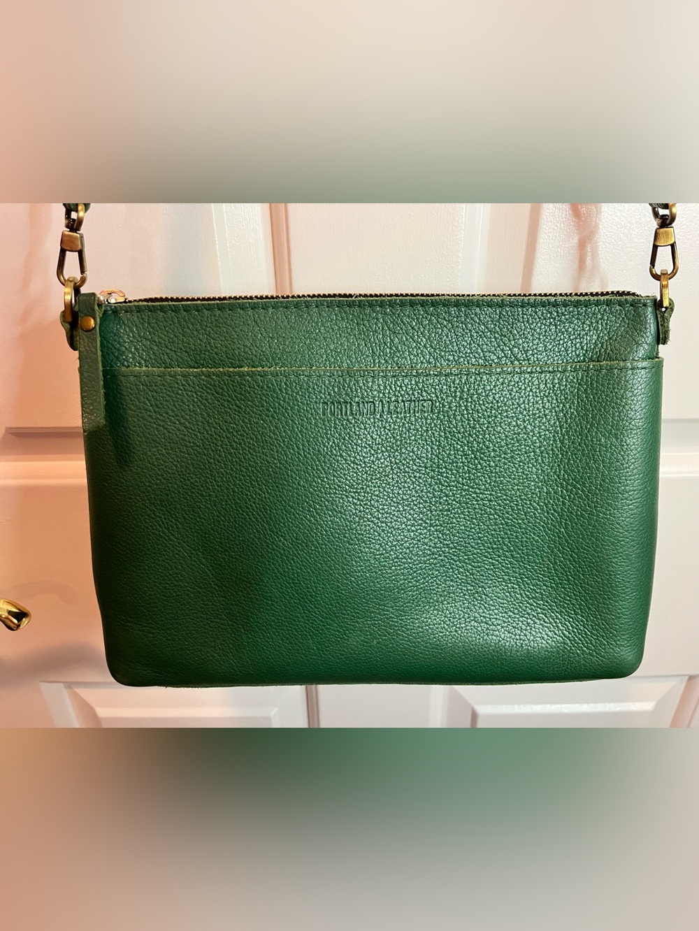 Portland Leather Green Pebbled Leather Crossbody Bag